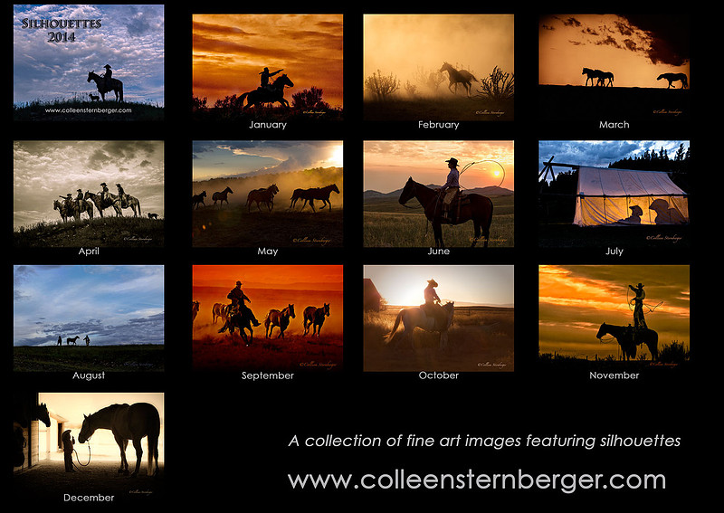 silhouettes, horses, cowboys, cowgirls, sunsets, horses, dust, fine art photography, western photography, calendars